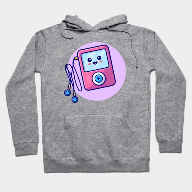 Cute Ipod With Earphone Cartoon Vector Icon Illustration (2) Hoodie by Catalyst Labs